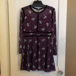 Xhilaration purple floral long sleeve lace dress